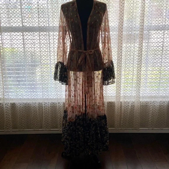 CODE X MODE Long Floral Kimono, Robe Jacket - L - Picture 5 of 6